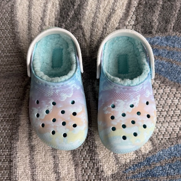 Crocs Toddler & Kids Classic Lined Pastel Tie Dye Rainbow Clog Sandals Size c10 - Picture 1 of 8